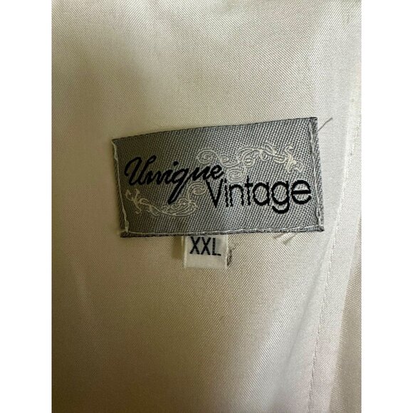 Unique Vintage White Swiss Dot Tulle Midi Dress XXL | Retro Bridal Party Cocktai - Picture 7 of 9